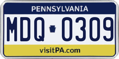 PA license plate MDQ0309