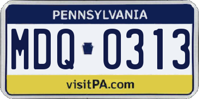 PA license plate MDQ0313
