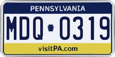 PA license plate MDQ0319