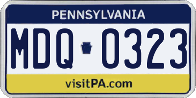 PA license plate MDQ0323