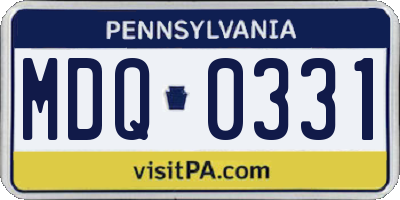 PA license plate MDQ0331
