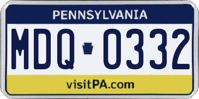 PA license plate MDQ0332