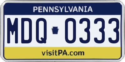 PA license plate MDQ0333