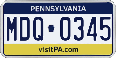 PA license plate MDQ0345