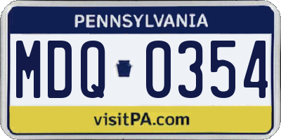 PA license plate MDQ0354