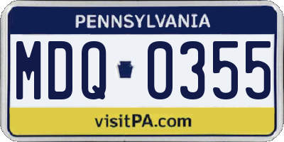 PA license plate MDQ0355
