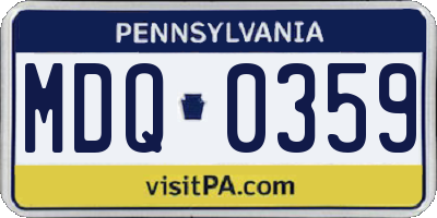 PA license plate MDQ0359