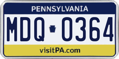 PA license plate MDQ0364
