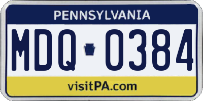 PA license plate MDQ0384