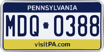 PA license plate MDQ0388