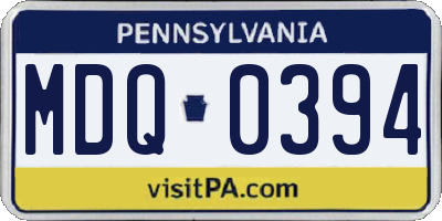 PA license plate MDQ0394