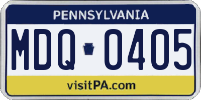 PA license plate MDQ0405