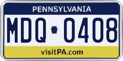 PA license plate MDQ0408