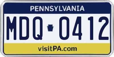 PA license plate MDQ0412