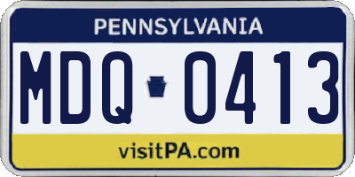 PA license plate MDQ0413