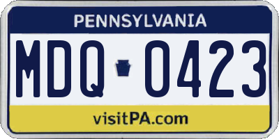 PA license plate MDQ0423