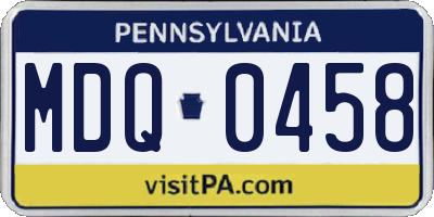 PA license plate MDQ0458