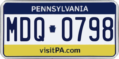 PA license plate MDQ0798