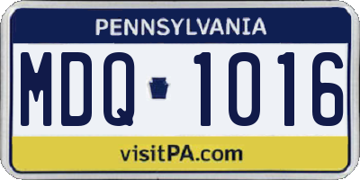 PA license plate MDQ1016
