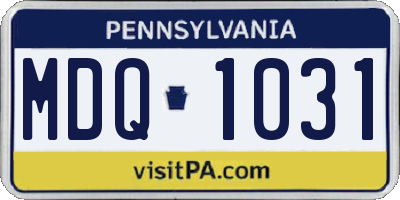 PA license plate MDQ1031