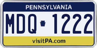 PA license plate MDQ1222