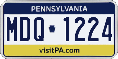 PA license plate MDQ1224