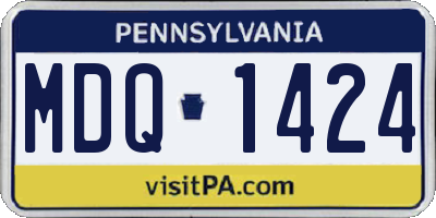 PA license plate MDQ1424