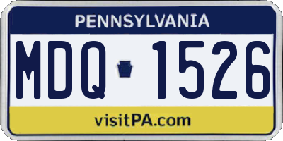 PA license plate MDQ1526