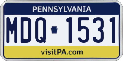 PA license plate MDQ1531