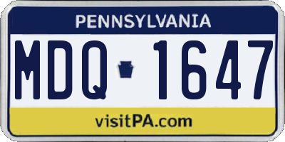 PA license plate MDQ1647