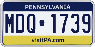 PA license plate MDQ1739