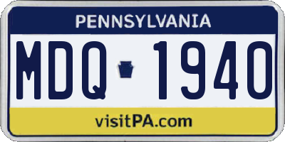 PA license plate MDQ1940
