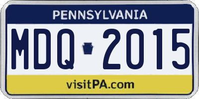 PA license plate MDQ2015