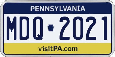 PA license plate MDQ2021