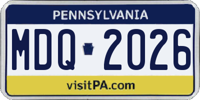 PA license plate MDQ2026