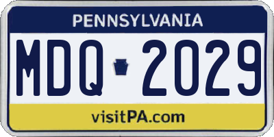 PA license plate MDQ2029