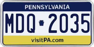 PA license plate MDQ2035