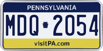 PA license plate MDQ2054