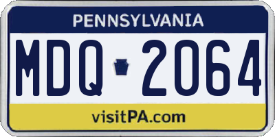 PA license plate MDQ2064