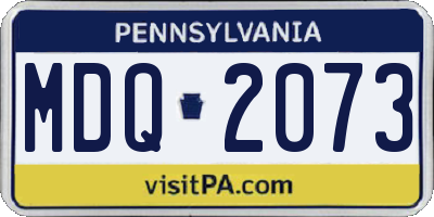 PA license plate MDQ2073