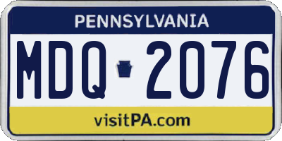 PA license plate MDQ2076
