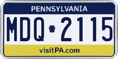 PA license plate MDQ2115