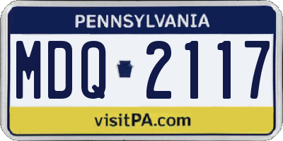 PA license plate MDQ2117