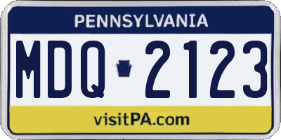 PA license plate MDQ2123
