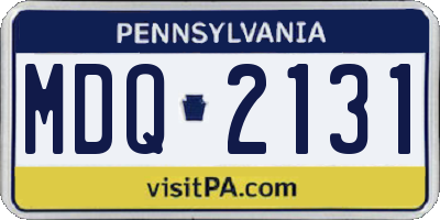PA license plate MDQ2131