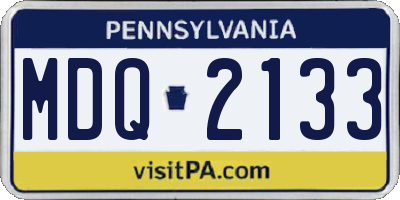 PA license plate MDQ2133