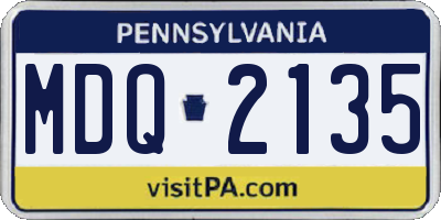 PA license plate MDQ2135