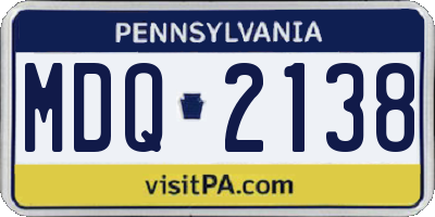 PA license plate MDQ2138
