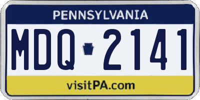 PA license plate MDQ2141