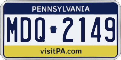 PA license plate MDQ2149